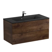 Тумба с раковиной BelBagno Marino 100 подвесная, rovere moro, черная раковина