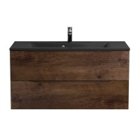 Тумба с раковиной BelBagno Marino 100 подвесная, rovere moro, черная раковина