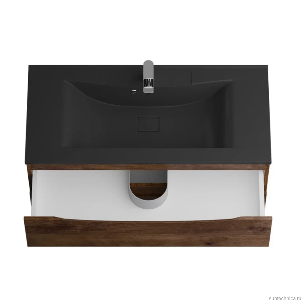 Тумба с раковиной BelBagno Marino 100 подвесная, rovere moro, черная раковина