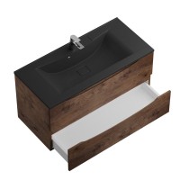 Тумба с раковиной BelBagno Marino 100 подвесная, rovere moro, черная раковина