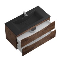 Тумба с раковиной BelBagno Marino 100 подвесная, rovere moro, черная раковина