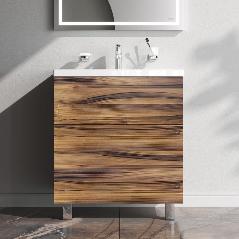 Мебель для ванной комнаты AM.PM Gem 75 напольная, с 2 ящиками, орех