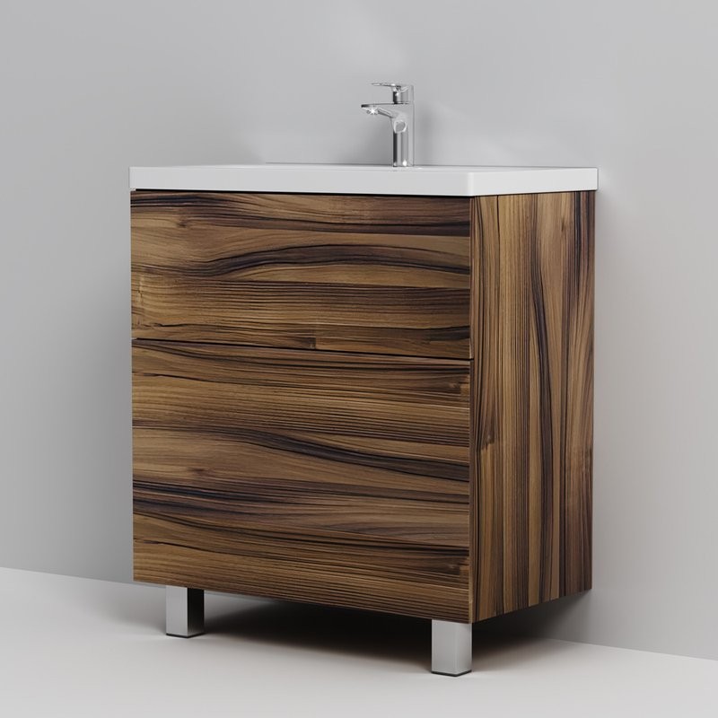 Мебель для ванной комнаты AM.PM Gem 75 напольная, с 2 ящиками, орех