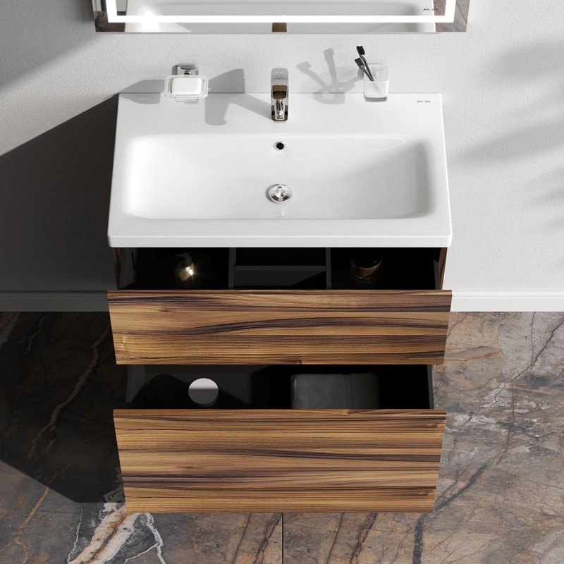 Мебель для ванной комнаты AM.PM Gem 75 напольная, с 2 ящиками, орех