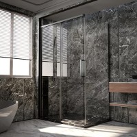 Душевой уголок Veconi Premium Trento PTC-SP-40GR 130x90, профиль брашированный графит, стекло прозрачное