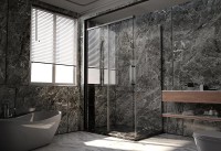 Душевой уголок Veconi Premium Trento PTC-SP-40GR 130x90, профиль брашированный графит, стекло прозрачное
