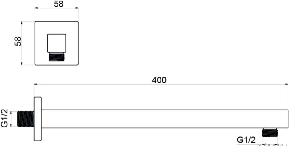 Кронштейн для верхнего душа AQUATEK AQ2177MB черный матовый
