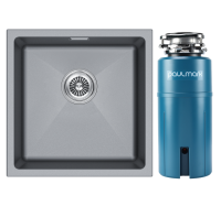 Комплект Мойка Paulmark Lumi LU45-GRM серый металлик + Измельчитель Intenso