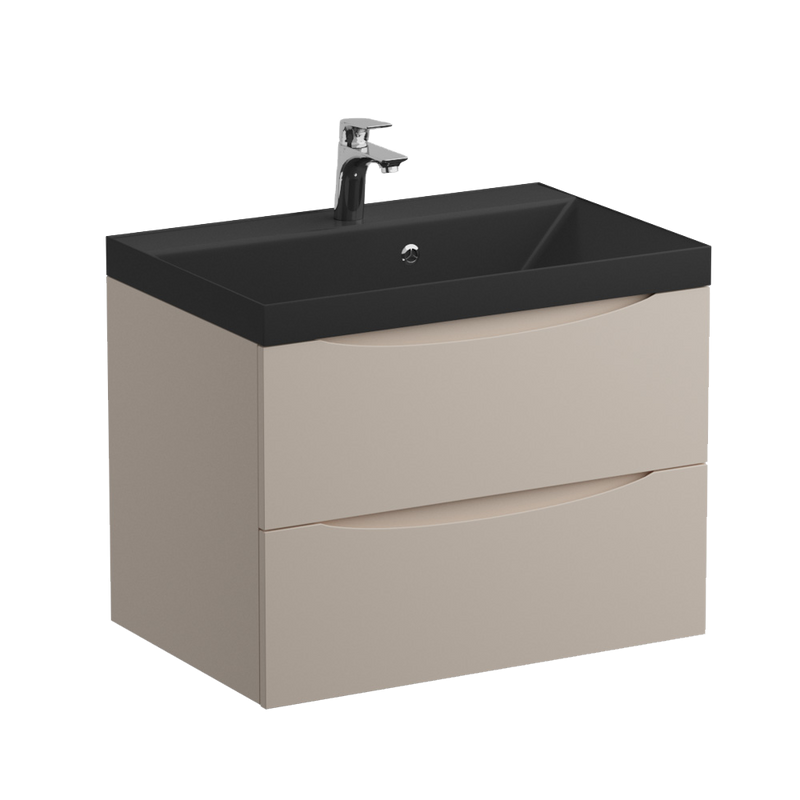 Мебель для ванной комнаты BelBagno Marino 70 подвесная, crema opaco, черная раовина