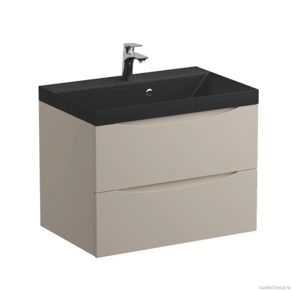 Мебель для ванной комнаты BelBagno Marino 70 подвесная, crema opaco, черная раовина
