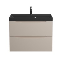 Мебель для ванной комнаты BelBagno Marino 70 подвесная, crema opaco, черная раовина