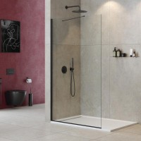 Душевая перегородка Cezares Liberta L-1-TB-115-C-NERO профиль черный, стекло прозрачное