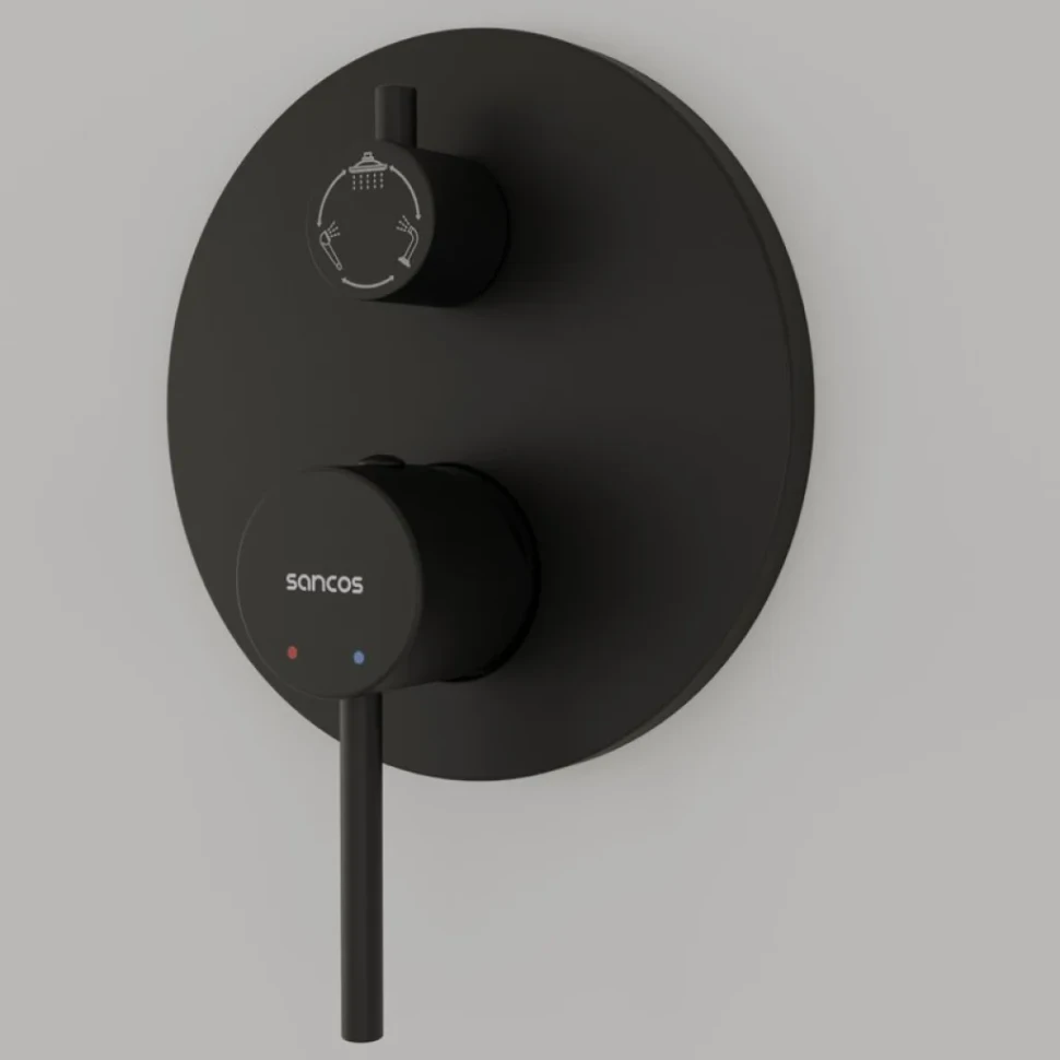 Душевой комплект Sancos Select SC3004MB черный матовый, С ВНУТРЕННЕЙ ЧАСТЬЮ