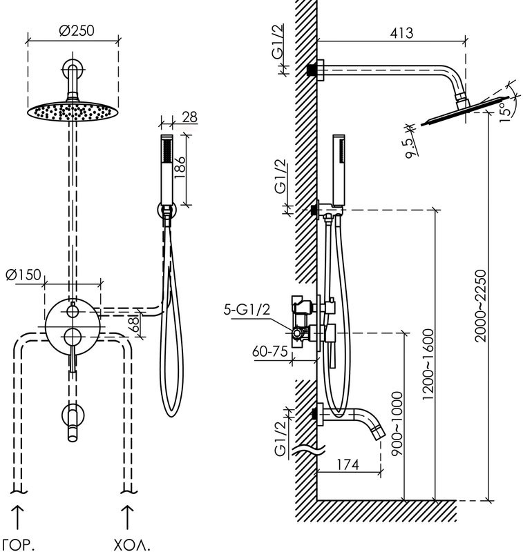 Душевой комплект Sancos Select SC3004MB черный матовый, С ВНУТРЕННЕЙ ЧАСТЬЮ