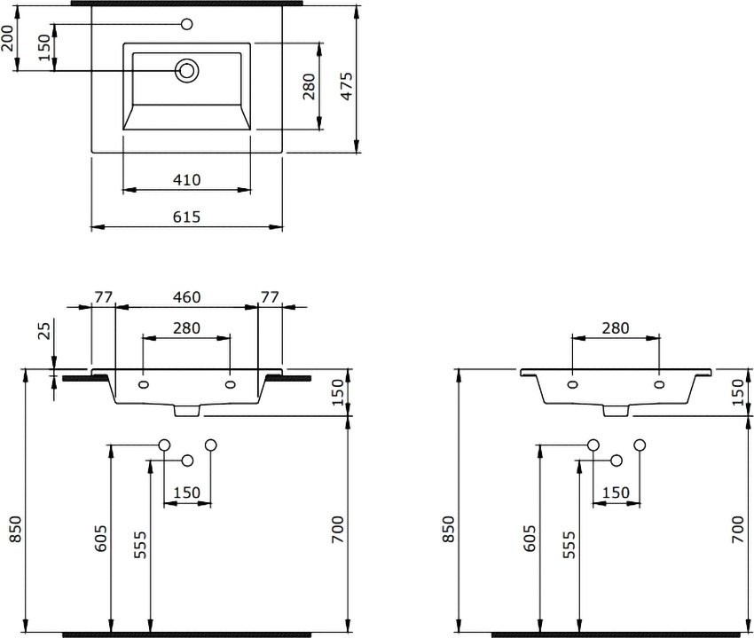Раковина Berges Ego 61x48, глянцевая белая