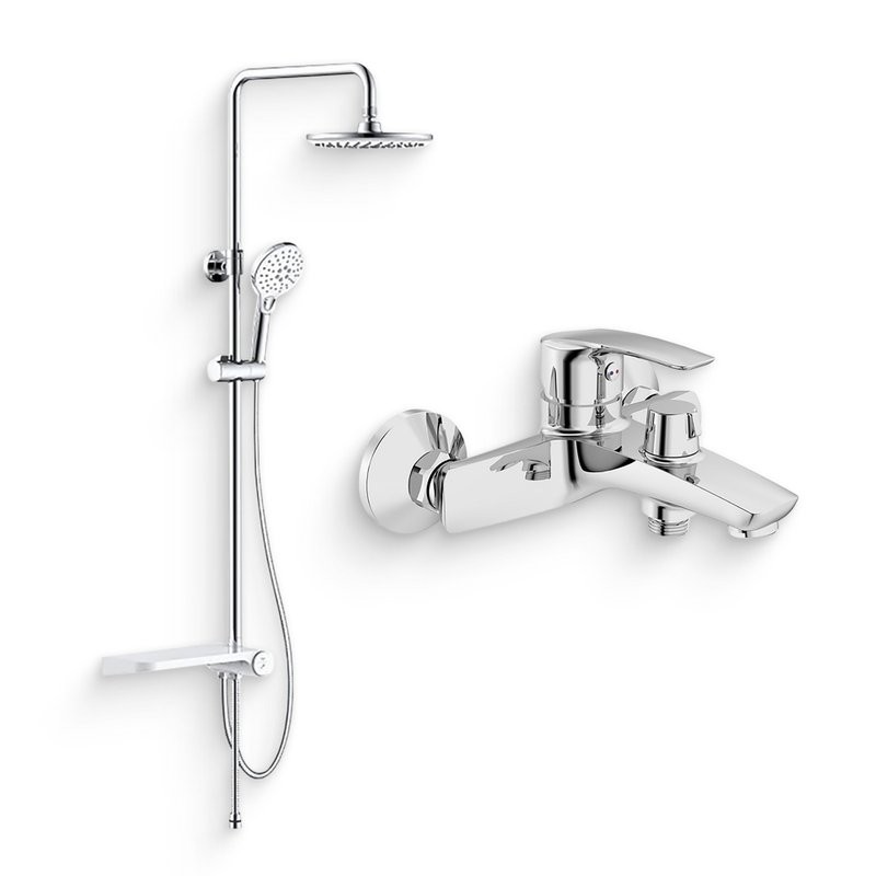 Душевой комплект Смеситель IDDIS Ray RAYSB02i02WA + Стойка RAYSW3Fi76