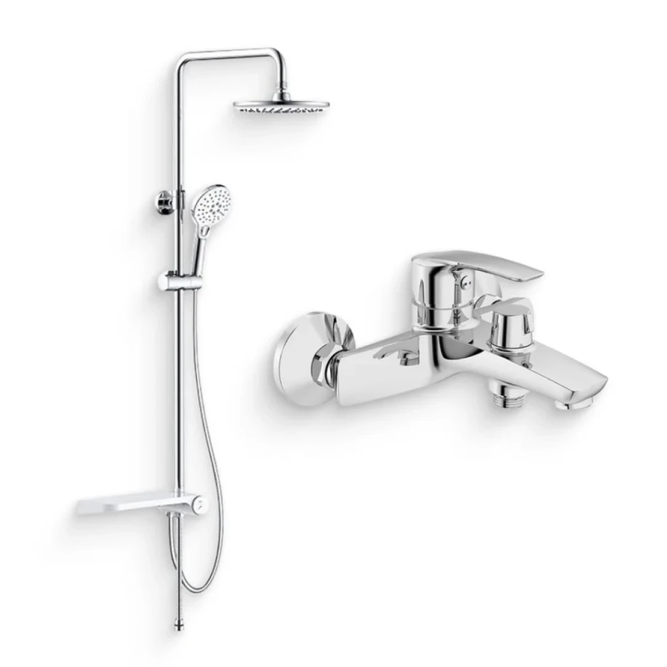 Душевой комплект Смеситель IDDIS Ray RAYSB02i02WA + Стойка RAYSW3Fi76