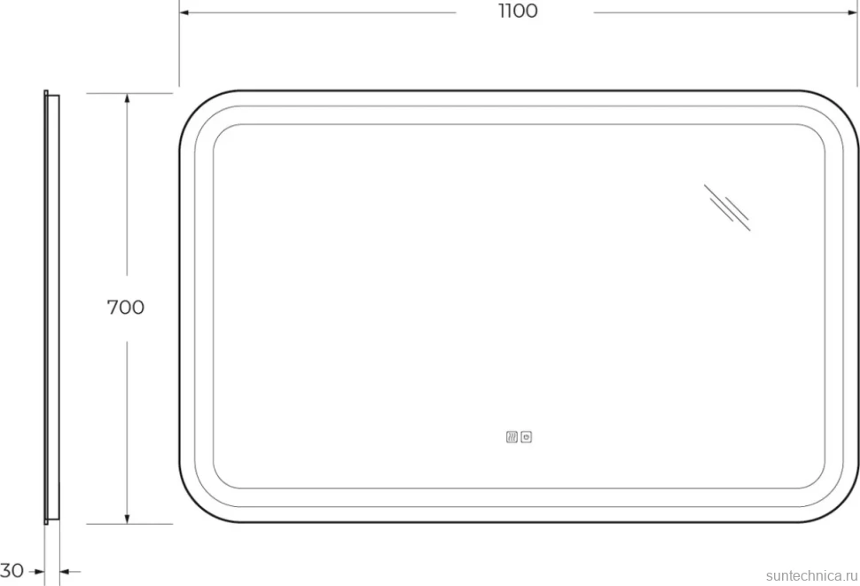 Зеркало Cezares Stylus 110х70, с подсветкой, с антизапотевателем