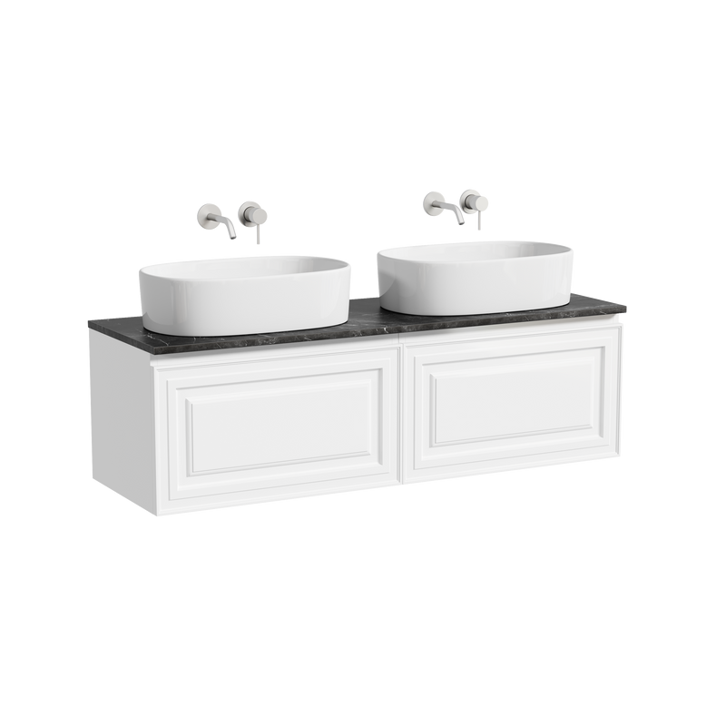 Тумба с раковиной Sancos Very 140 bianco, столешница черный мрамор TT140A1, раковина CN6075