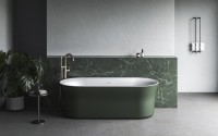 Акриловая ванна Ravak Ypsilon XC00100052 180x80 см, отдельностоящая, серо-зеленая, овальная, на ножках, фурнитура белая