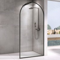Душевая перегородка Abber Immer Offen AG64120B 120 см, профиль черный, стекло прозрачное