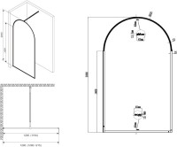 Душевая перегородка Abber Immer Offen AG64120B 120 см, профиль черный, стекло прозрачное