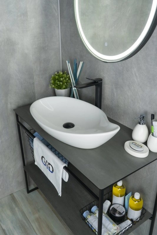 Накладная раковина GID Creativo N9052 65 глянцевая белая, овальная, фаянс