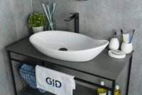 Накладная раковина GID Creativo N9052 65 глянцевая белая, овальная, фаянс