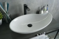 Накладная раковина GID Creativo N9052 65 глянцевая белая, овальная, фаянс