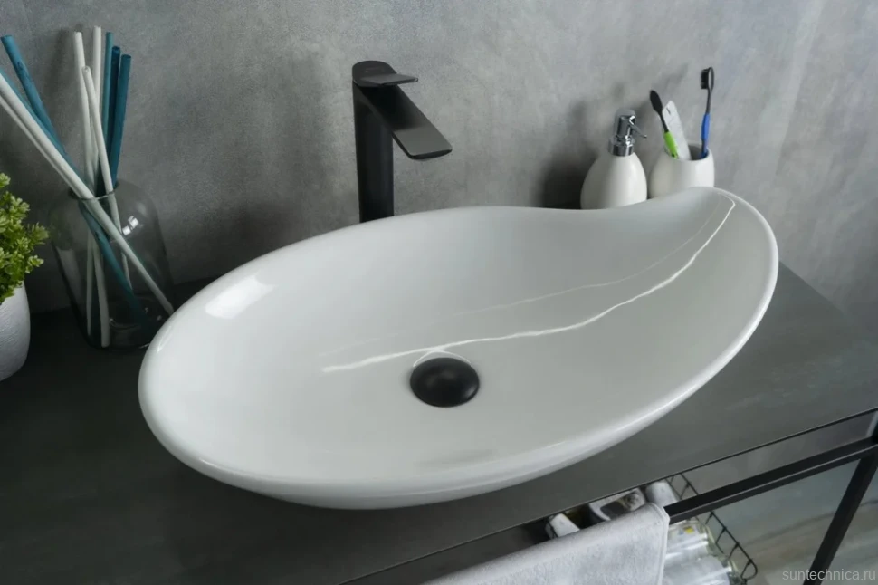 Накладная раковина GID Creativo N9052 65 глянцевая белая, овальная, фаянс