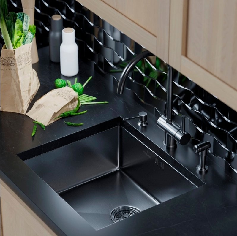 Комплект Мойка Mixline 548569 черный графит + Измельчитель KUCHENSTERN Muhle