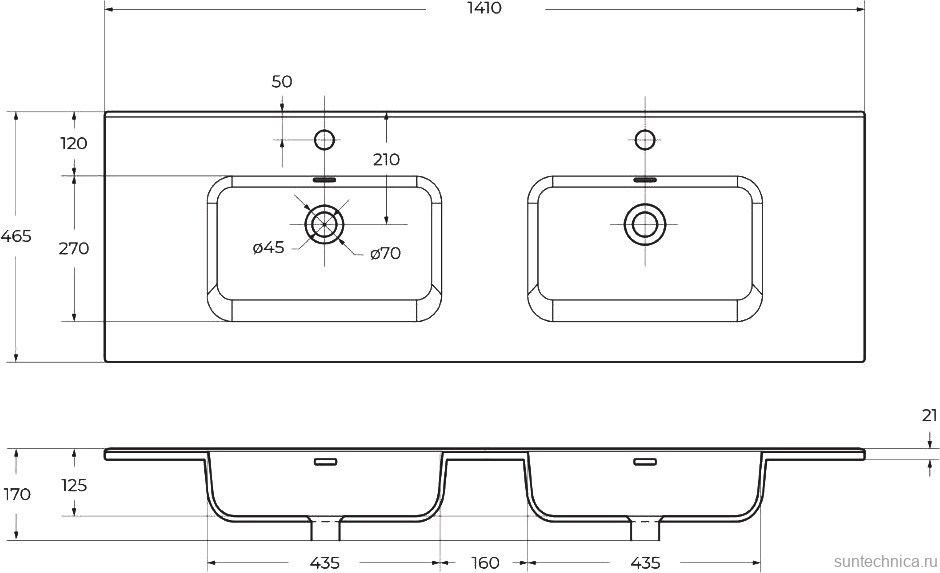 Мебельная раковина BelBagno BB1400-2-ETL