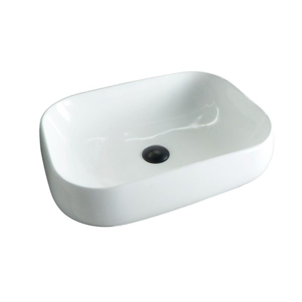 Накладная раковина GID Geometrico N9243 56 глянцевая белая, прямоугольная, фаянс