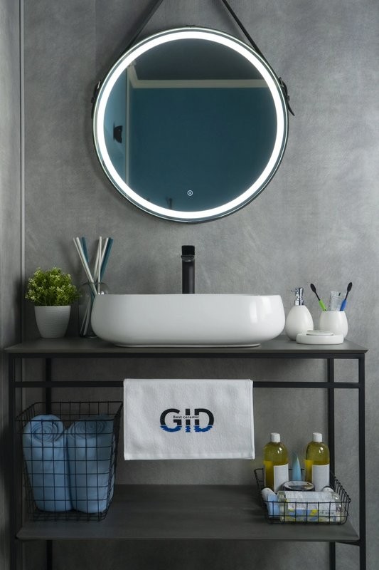 Накладная раковина GID Geometrico N9243 56 глянцевая белая, прямоугольная, фаянс