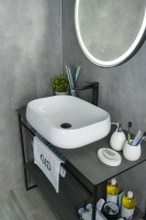 Накладная раковина GID Geometrico N9243 56 глянцевая белая, прямоугольная, фаянс