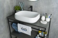 Накладная раковина GID Geometrico N9243 56 глянцевая белая, прямоугольная, фаянс