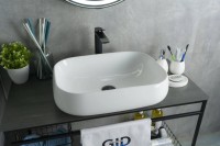 Накладная раковина GID Geometrico N9243 56 глянцевая белая, прямоугольная, фаянс