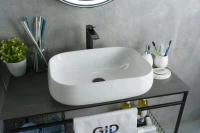 Накладная раковина GID Geometrico N9243 56 глянцевая белая, прямоугольная, фаянс