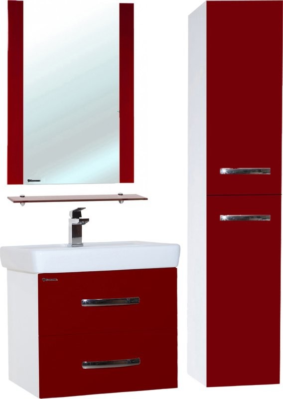 Тумба с раковиной Bellezza Рокко 60 подвесная, красная
