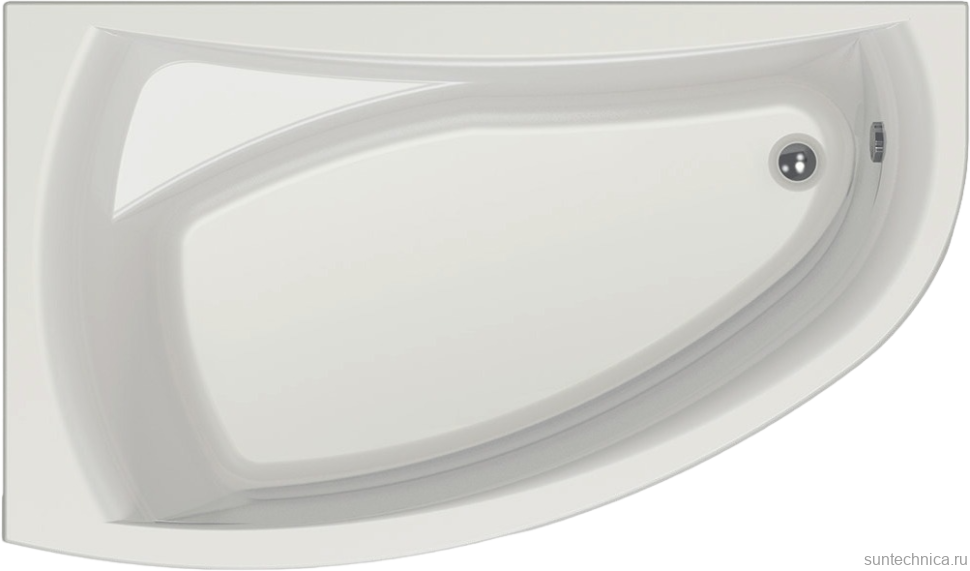 Акриловая ванна EUROLUX Como L 170x100 см, угловая, левая, пристенная, белая, асимметричная, с каркасом