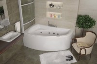 Акриловая ванна EUROLUX Como L 170x100 см, угловая, левая, пристенная, белая, асимметричная, с каркасом