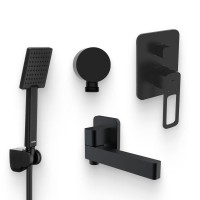 Душевой комплект Смеситель IDDIS Slide SLIBL00i67 + Гарнитур Swedbe Hermes 5136B + Подключение Built-in Shower Accessories 004BL00i62 + Излив SLIBL0Si63