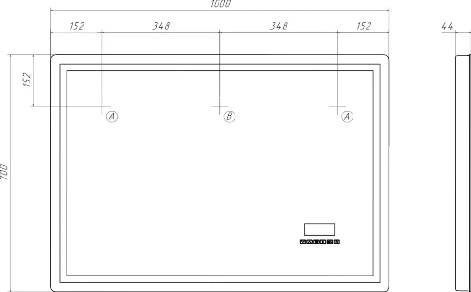Зеркало Vigo Geometry Media 050 100 с подсветкой, с антизапотевателем