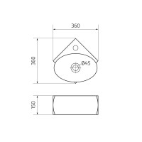 Раковина маленькая в туалет GID Suspendido N9359 36 глянцевая белая, фаянс