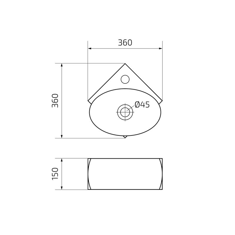 Раковина маленькая в туалет GID Suspendido N9359 36 глянцевая белая, фаянс