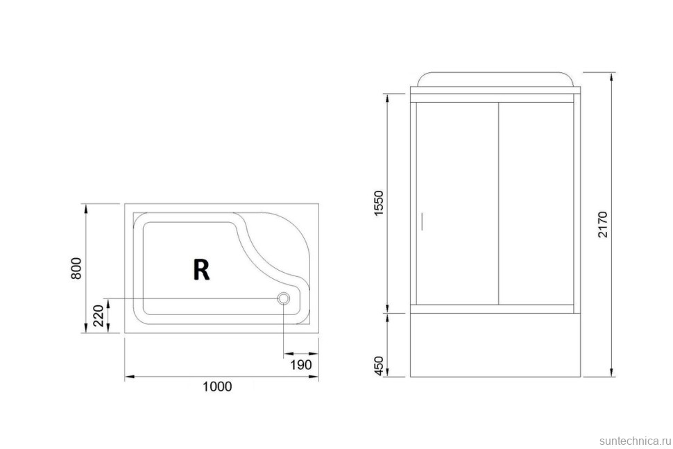 Душевая кабина Royal Bath BP RB8100BP5-WT-R с высоким поддоном, с сиденьем