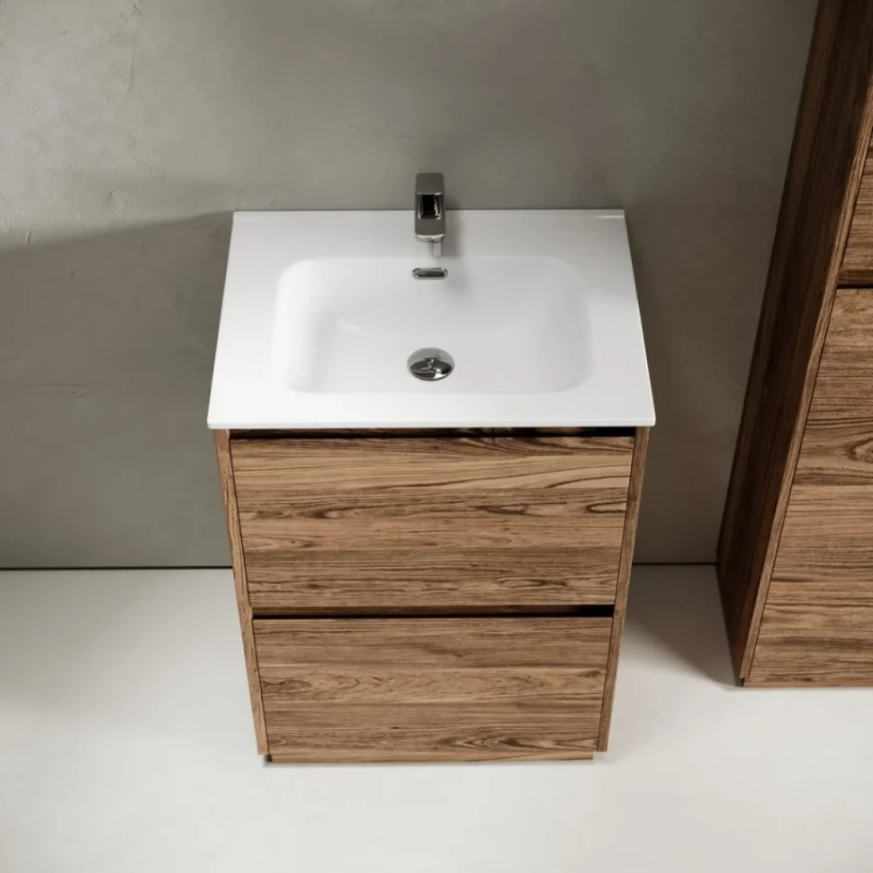 Мебель для ванной комнаты Sancos Libra Floor 60 дуб чарльстон, белая раковина CN7001