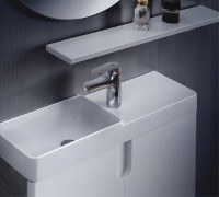 Мебельная раковина Belux Даллас 70 L накладная, глянцевая белая, прямоугольная, искусственный мрамор