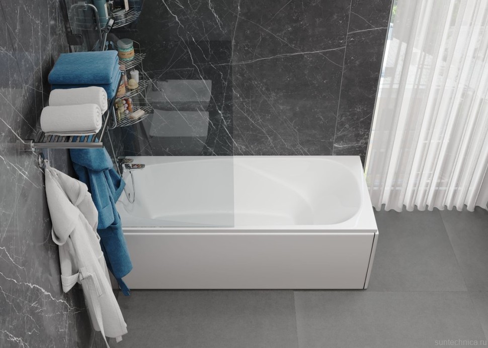 Акриловая ванна Vagnerplast Aronia 170x75 см, пристенная, белая, с каркасом