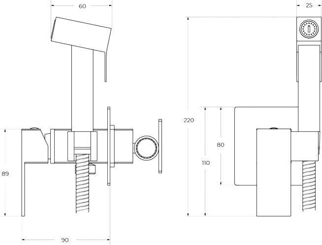 Гигиенический душ Cezares Slider SLIDER-DIF-IN С ВНУТРЕННЕЙ ЧАСТЬЮ, сатин